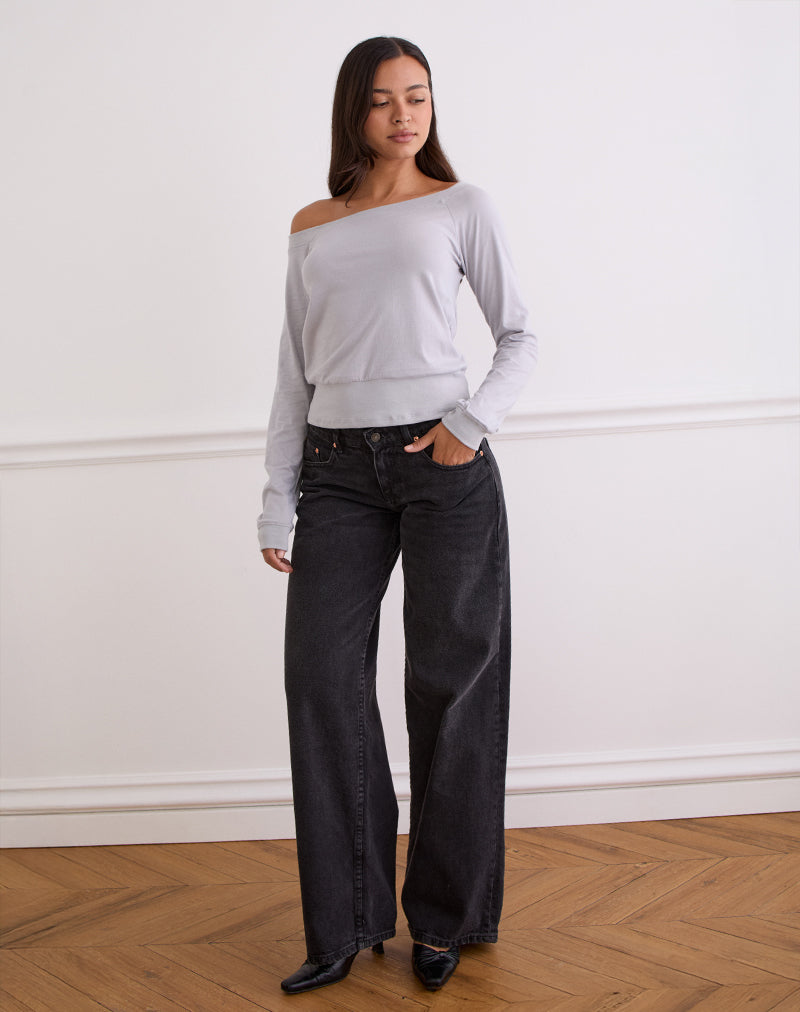 Yacin Slouchy Top in Silver