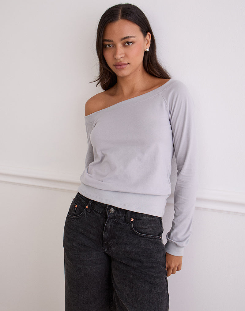 Image of Yacin Slouchy Top in Silver