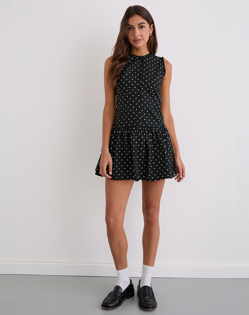 Image of Yadara Mini Dress in Polka Black