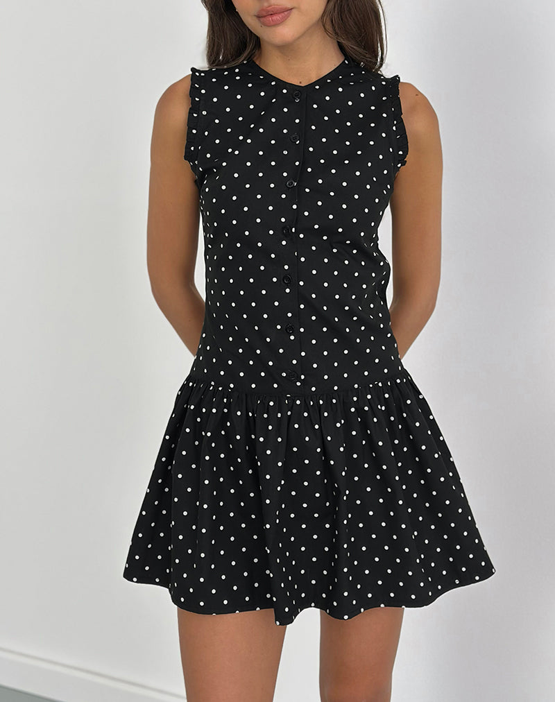 Image of Yadara Mini Dress in Polka Black