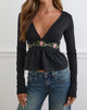 Image of Yahop Top in Black with Swirly Floral Embroidery