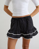 Image of Yaisu Mini Skirt in Black and White Combination with Micro Polka Print
