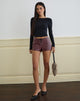 Image of Yakko Lace Up Hotpants in PU Plum
