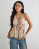 Image of Yalova Halter Top in Bloom Leafy Taupe