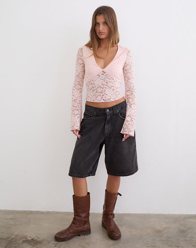 Yamuna Long Sleeve Top in Lace Soft Pink