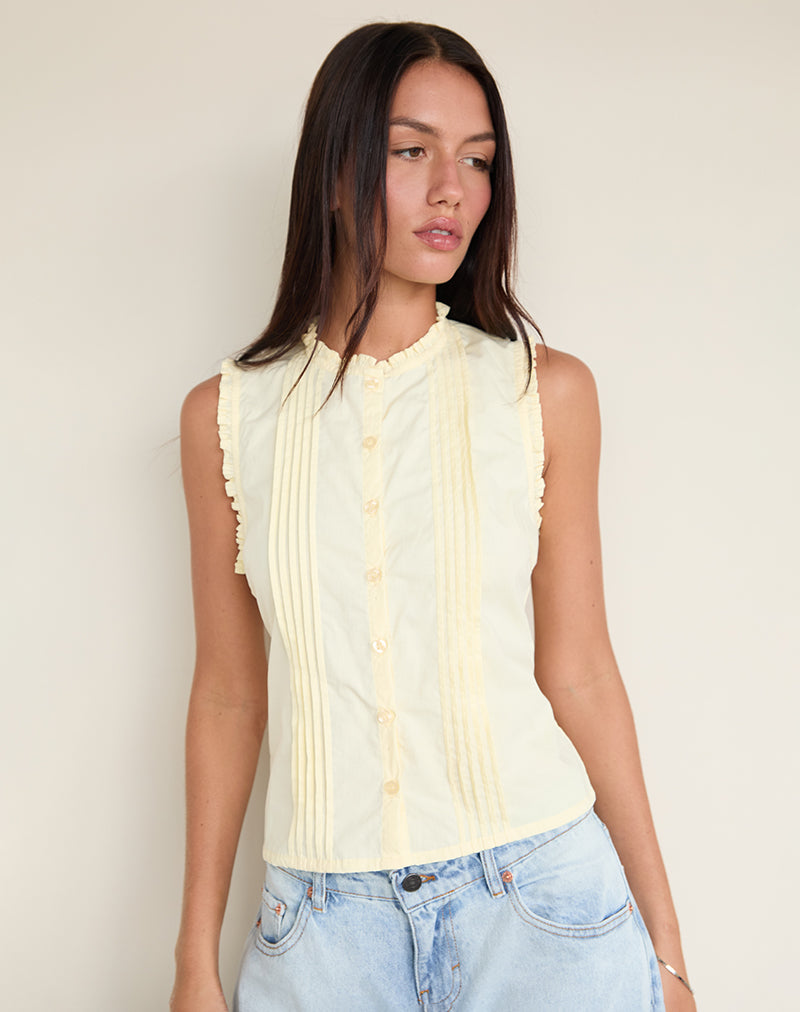 Image of Yara Blouse in Poplin Lemon