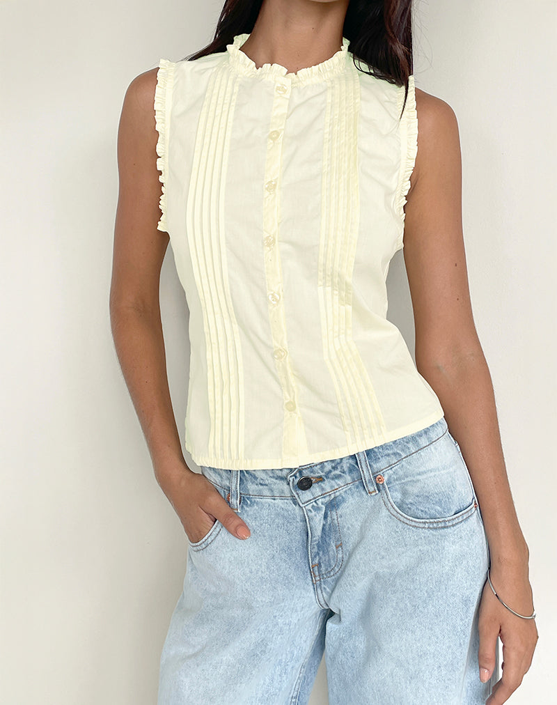 Image of Yara Blouse in Poplin Lemon