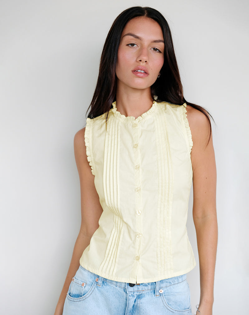 Image of Yara Blouse in Poplin Lemon