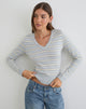 Image of Yasra Jumper in Stripe Knit Cream Grey