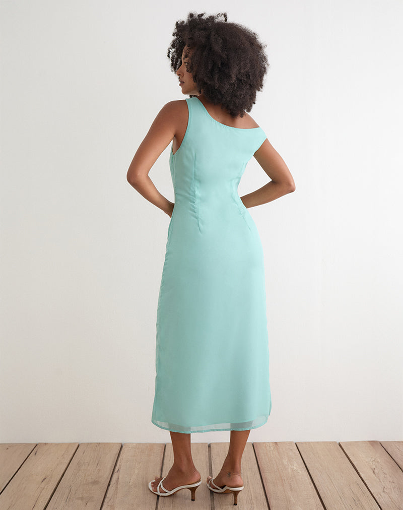 Image of Yelsa Maxi Dress in Chiffon Floral Sequin Turquoise