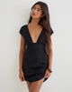 Image of Yenna Plunge Mini Dress in Floral Lace Black