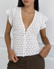 Image of Yeslin V-Neck Button Up Top in Lace White