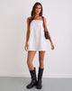 Image of Yoshiko Broderie Trim Mini Dress in White