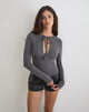 Image of Yubin Keyhole Long Sleeve Top in Cupro Charcoal Grey