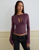 Image of Yubin Keyhole Long Sleeve Top in Cupro Deep Purple
