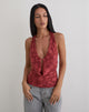 Image of Yukari Plunge Top in Burnout Mesh Red