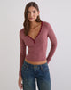 Image of Yusi Long Sleeve Top in Burgundy Stripe