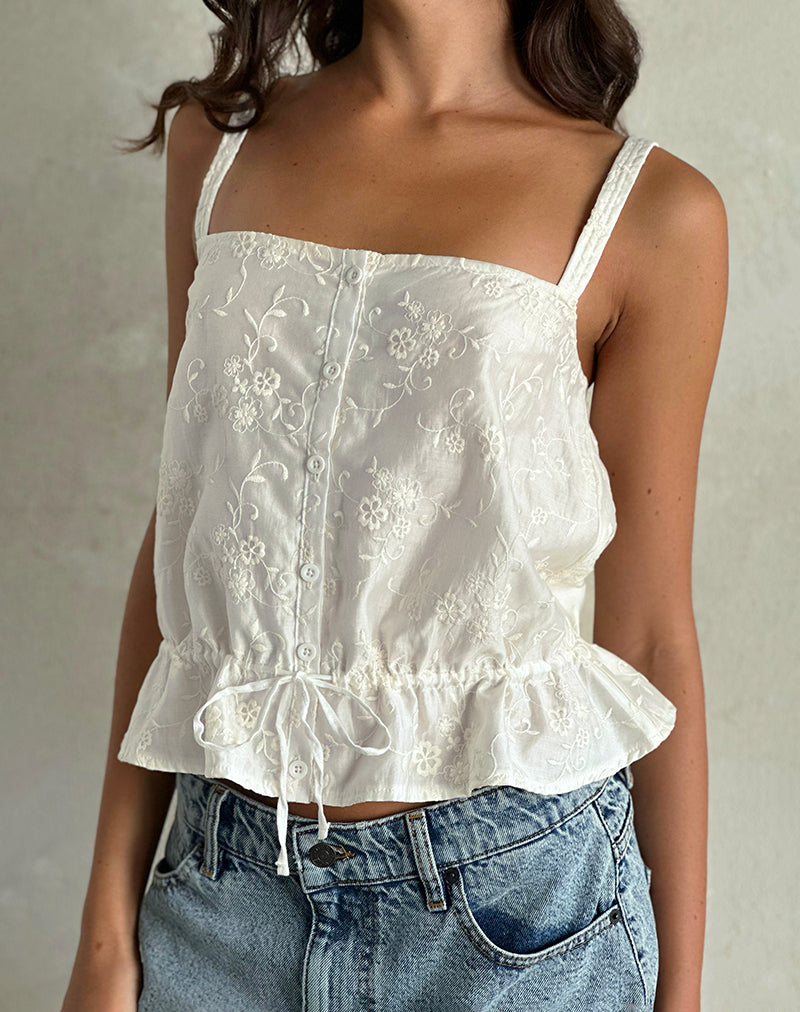 Image of Zaraku Top in Fresia Broderie Ivory