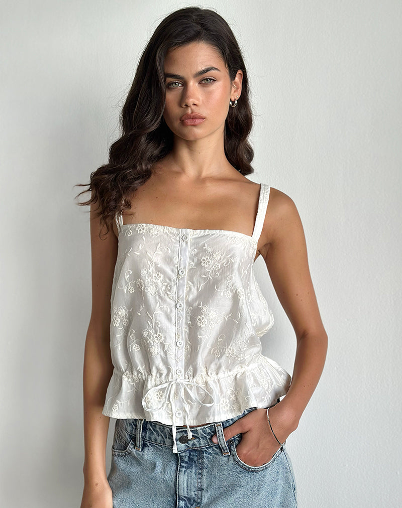 Image of Zaraku Top in Fresia Broderie Ivory