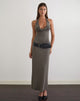 Image of Zarya Maxi Dress in Cupro Grey Khaki