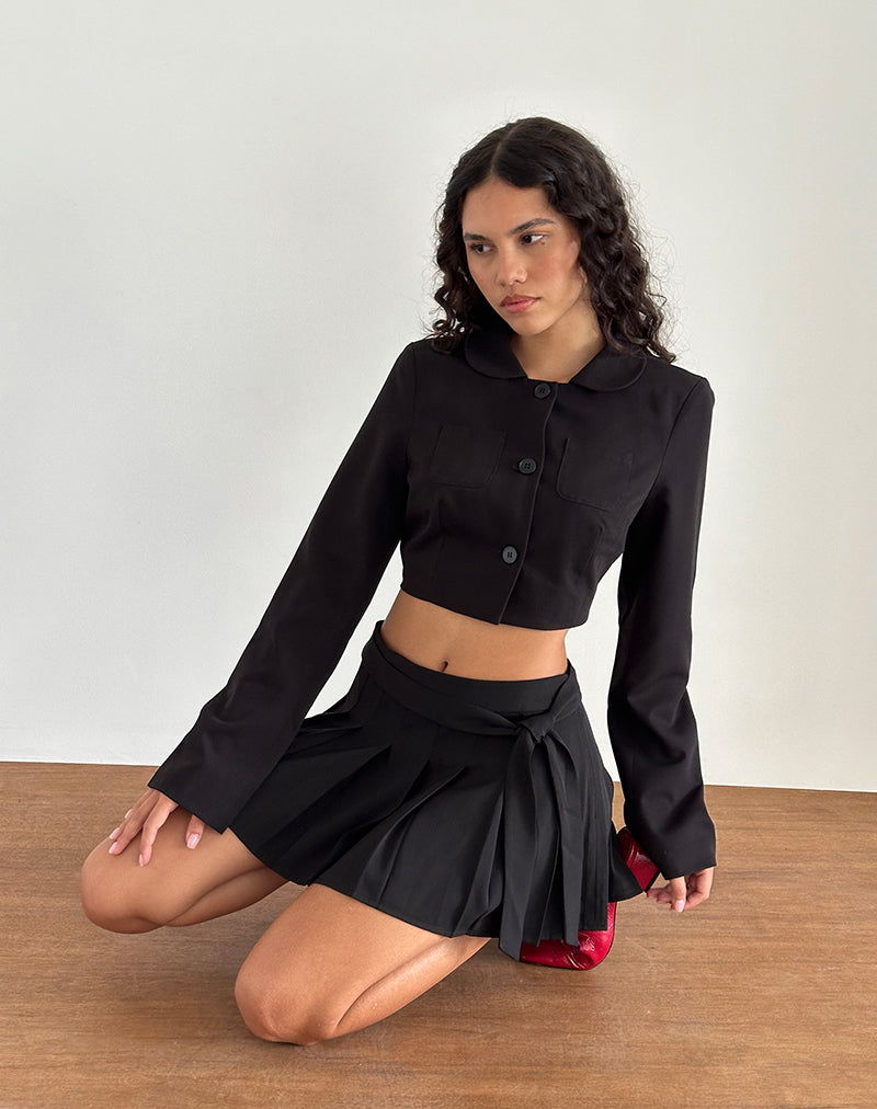 Black Cropped Jacket | Zaviya – motelrocks.com