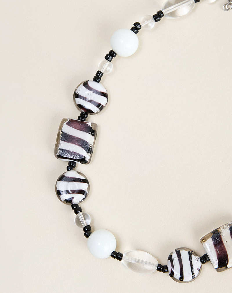 Zebra Glass Beaded Necklace
