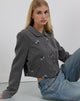 Image of Zedari Jacket in Floral Embroidery Tailoring Charcoal