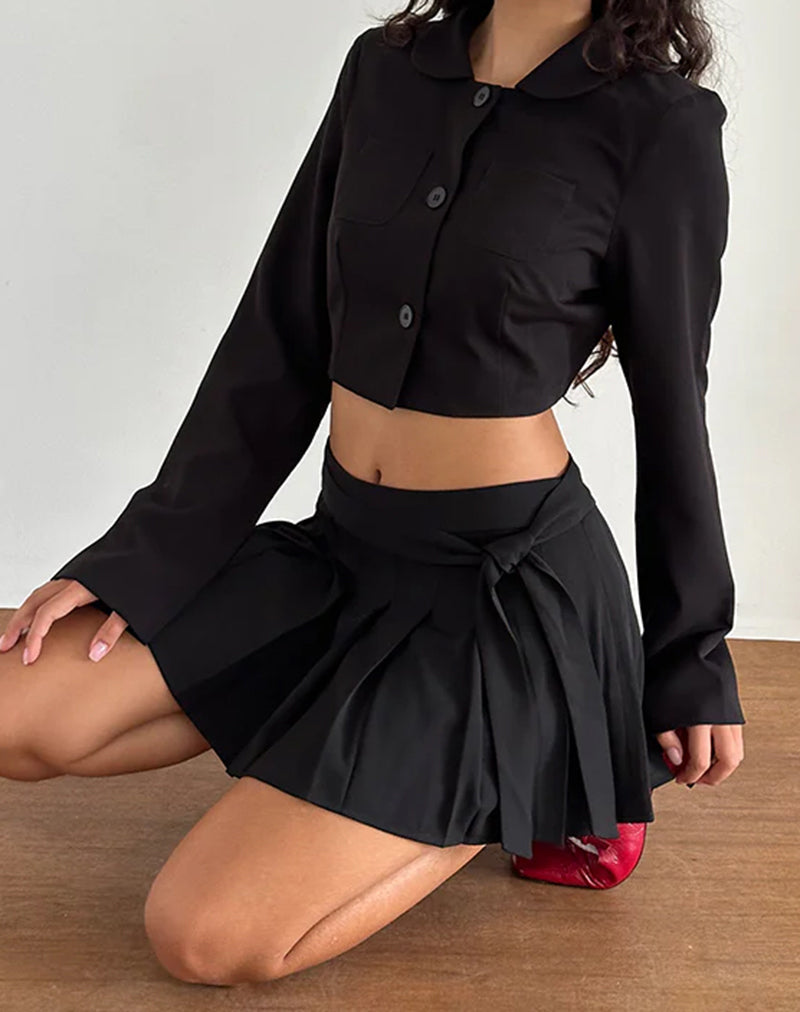 Black Cropped Jacket | Zaviya – motelrocks.com