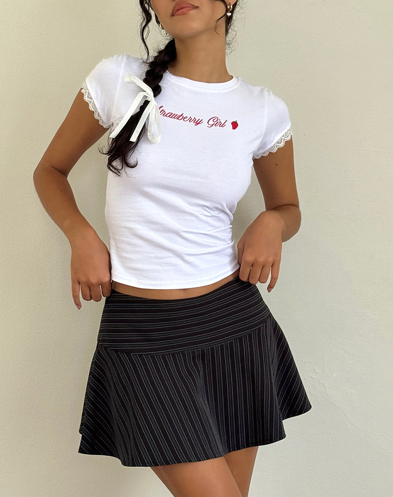 Zelian Mini Skirt in Pinstripe Black