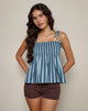Image of Zerah Top in Poplin Formal Stripe Navy