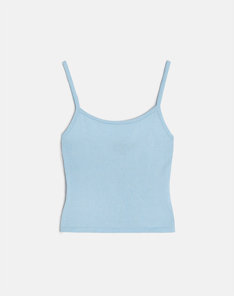 Image of Ziva Knit Cami Vest Top in Blue