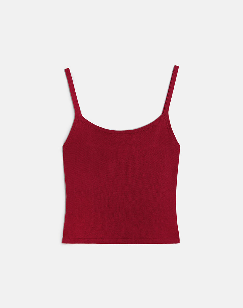 Image of Ziva Knit Cami Vest Top in Burgundy
