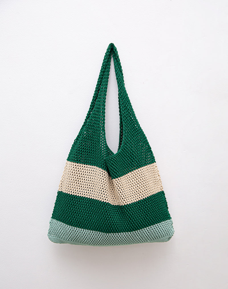 Zuni Knitted Green and Blue Stripe Bag