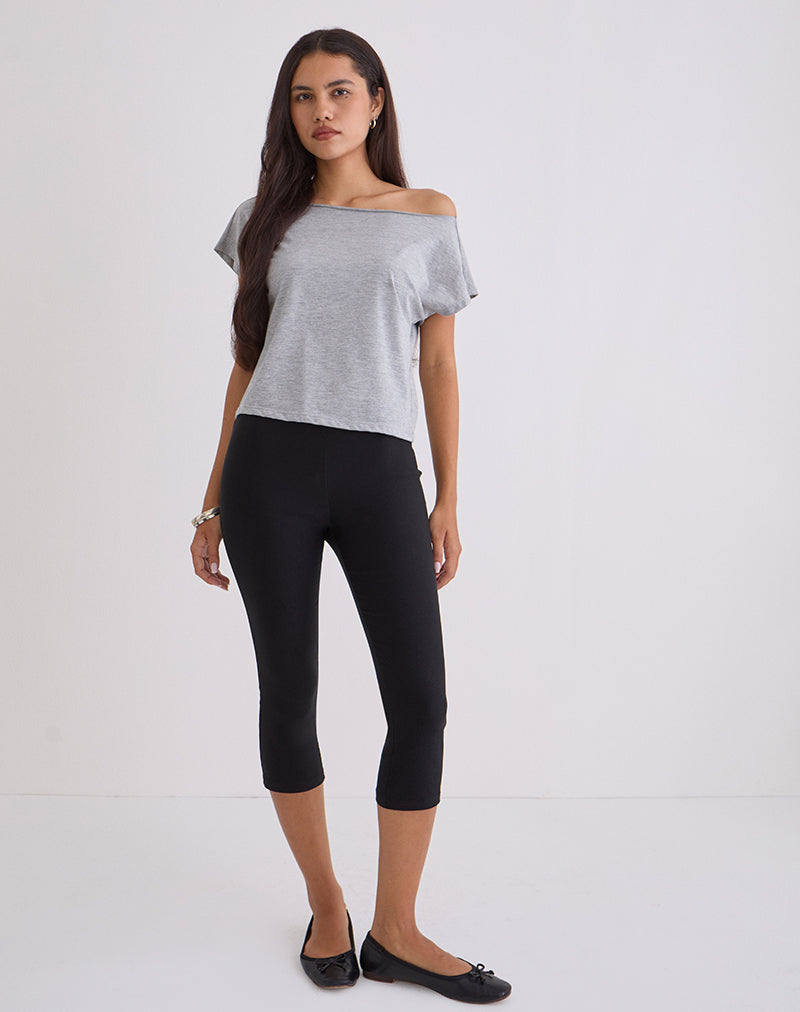 Image of Asla Cropped Capri Trouser in Stretch Tailoring Black