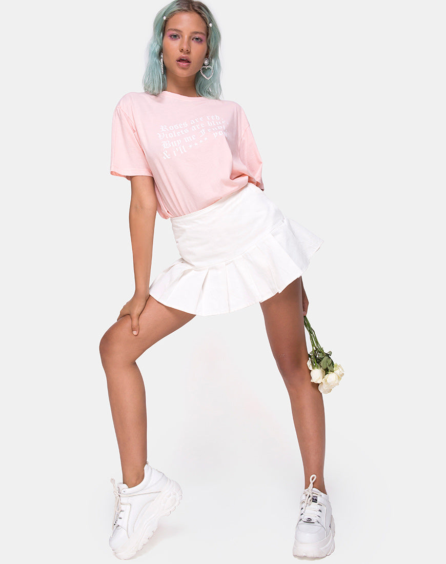 Image of Oversize Basic Tee in Pink with Roses are Red Text  X Top Girl