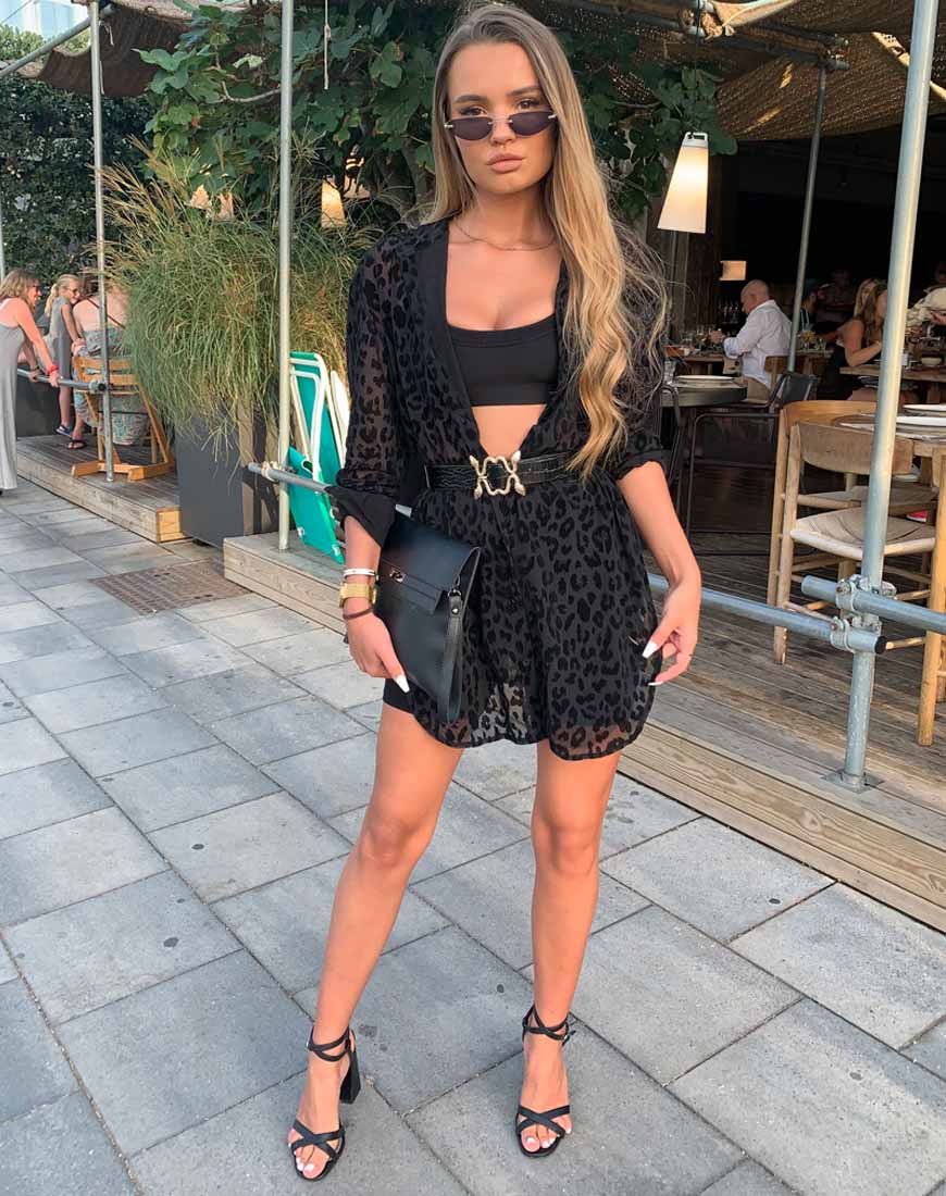 Image of Phobe Shirt in Leopard Flock Net Black