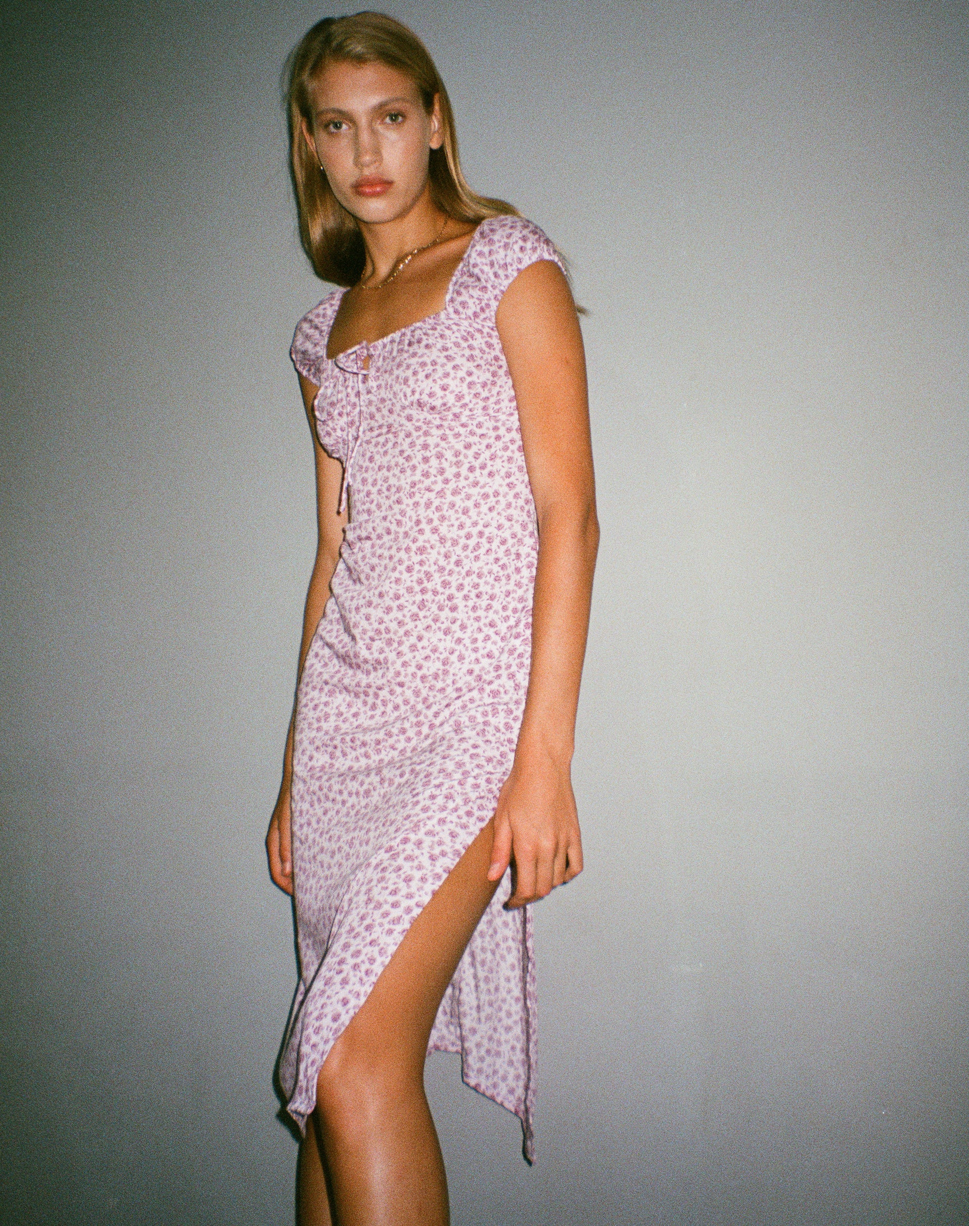 Lona Midi Dress in Ditsy Rose Lilac Lona Midi Dress in Ditsy Rose Lilac