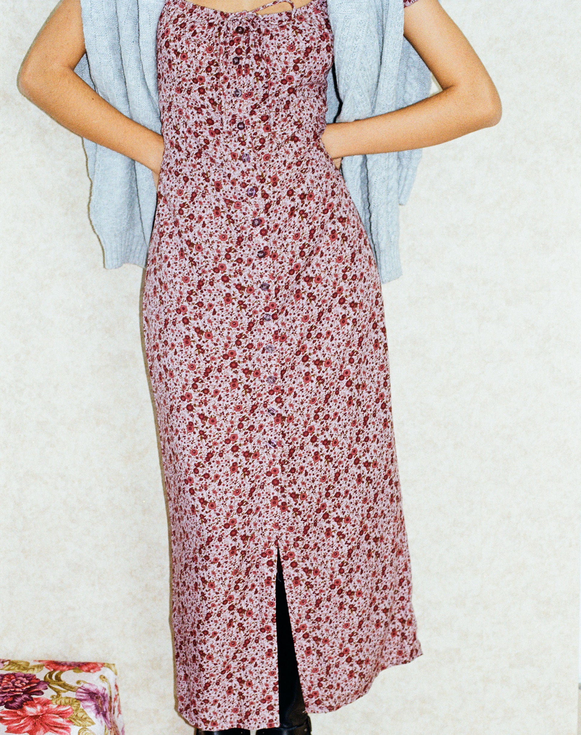 Burgundy Floral Print Midi Dress | Larson motelrocks.com Burgundy Floral Print Midi Dress | Larson motelrocks.com