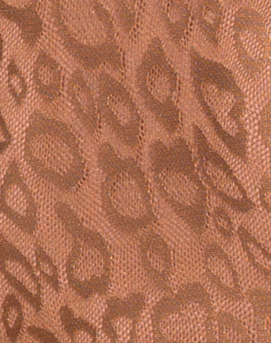 Image of Acro Unitard in Leopard Sheen Net Caramel