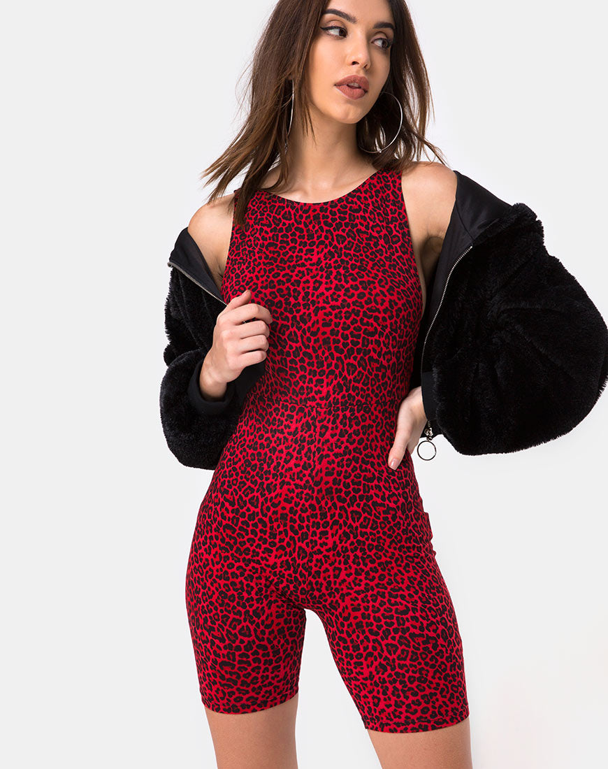 Plunge Back Coloured Animal Playsuit Acro Unitard Motel Rocks