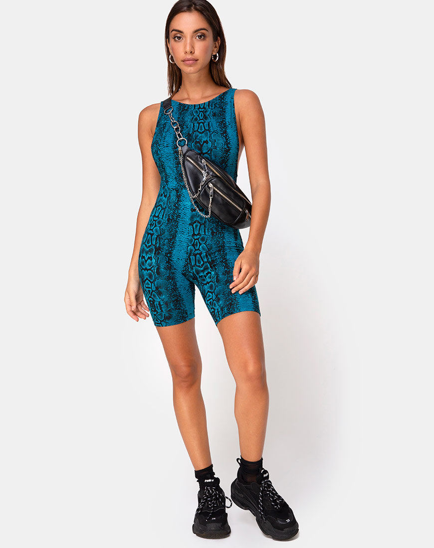 Image of Acro Unitard in Snake Blue