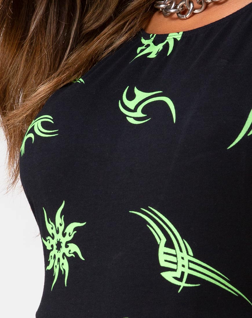 Image of Acro unitard in Black with Tribal Repeat