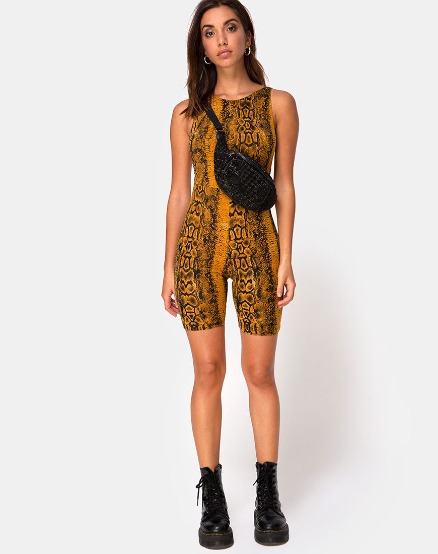 Image of Acro Unitard in Snake Mustard