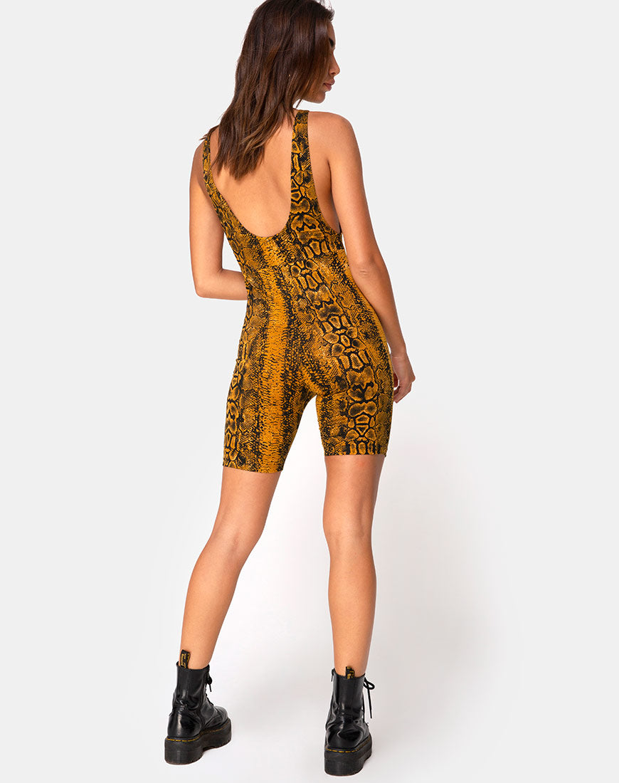 Image of Acro Unitard in Snake Mustard