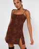 Image of Adara Slip Dress in Ditsy Leopard Orange