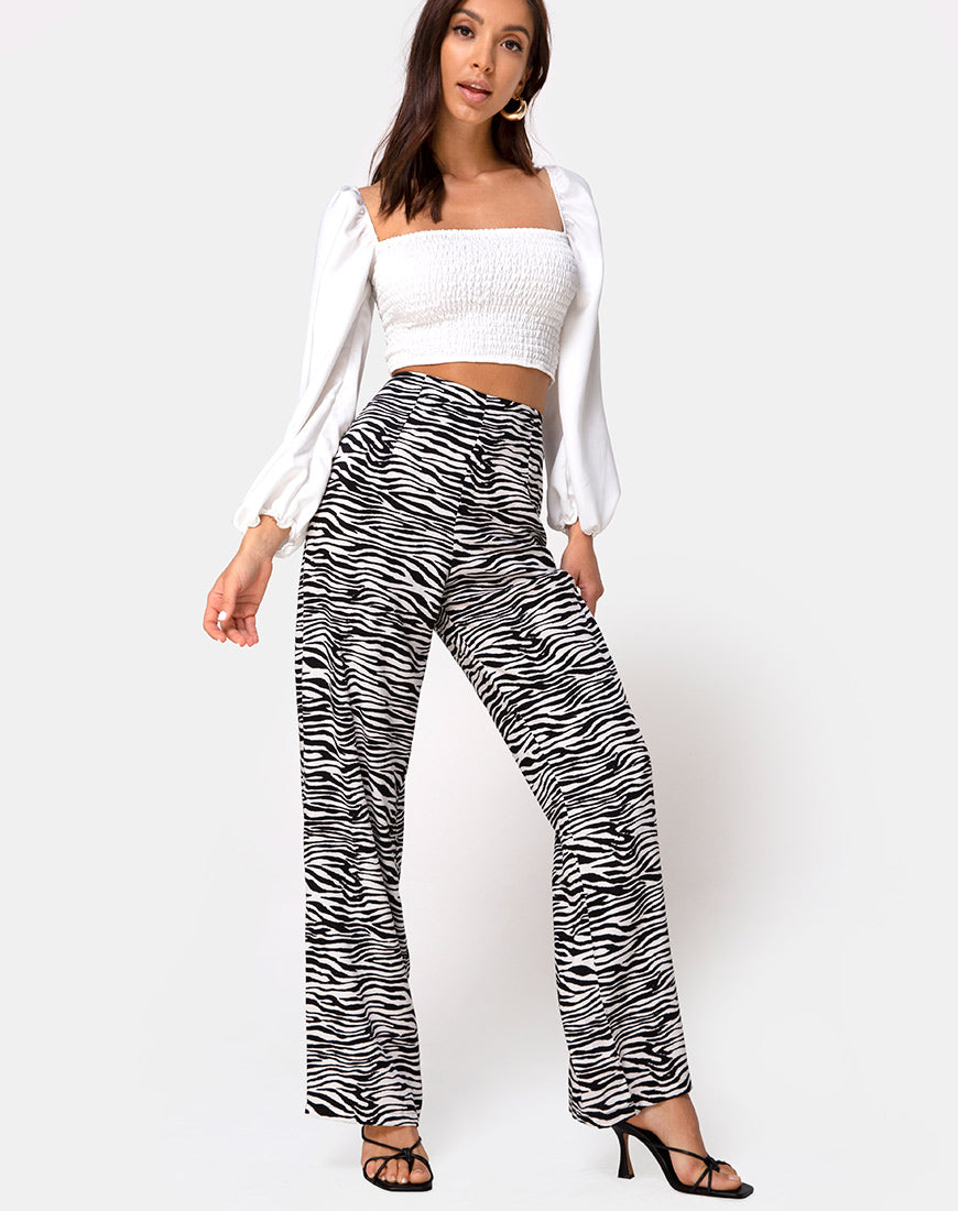 High-Waisted Zebra Print Trousers | Aely Palazo – motelrocks.com