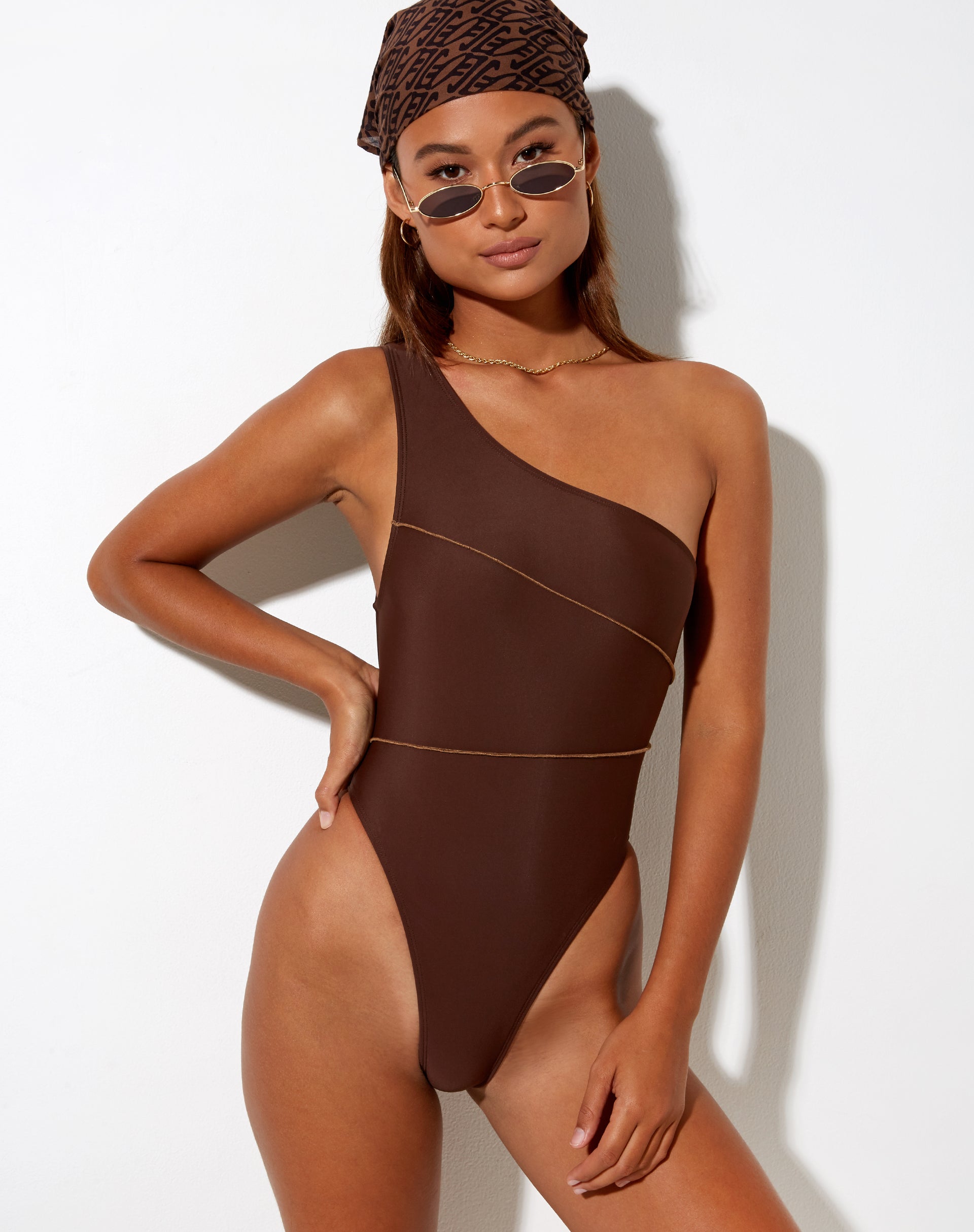 Image of Aiko Swimsuit in Choco Brown