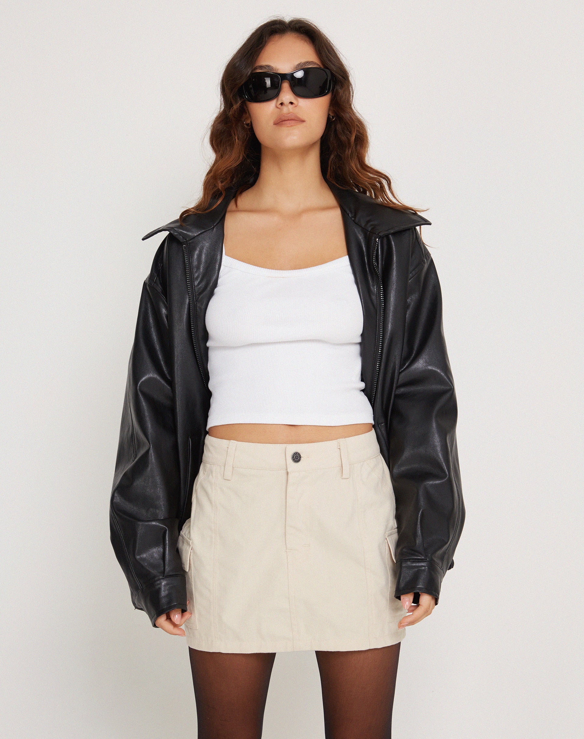 image of Ajeng Low Rise Cargo Mini Skirt in Ecru