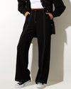 image of Albus Trouser in Black with White Stitch