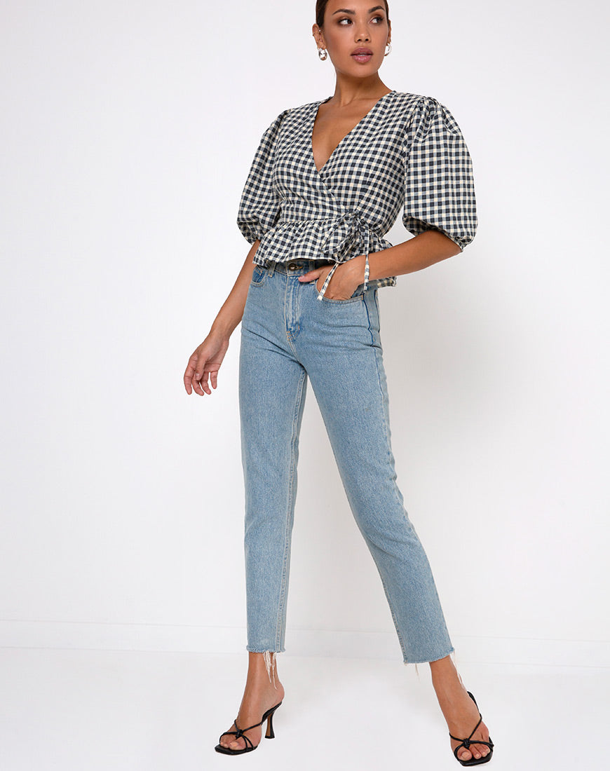 Image of Amiya Top in Gingham Cream
